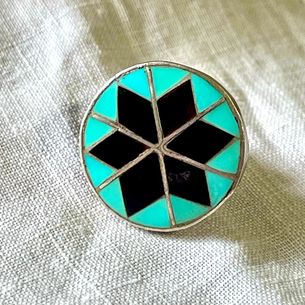 Vintage Zuni Sterling Pinwheel Tie Tack